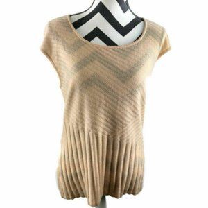 St John Womens Medium Peach Orange Sleeveless Ribbed Sweater 100% Cashmere